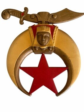 Vintage Crescent & Scimitar Shriners Masonic Cast Metal Wall Plaque